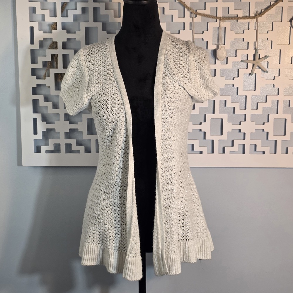 Pink Angel White Shimmer Knit Peplum Top Girls XL 16